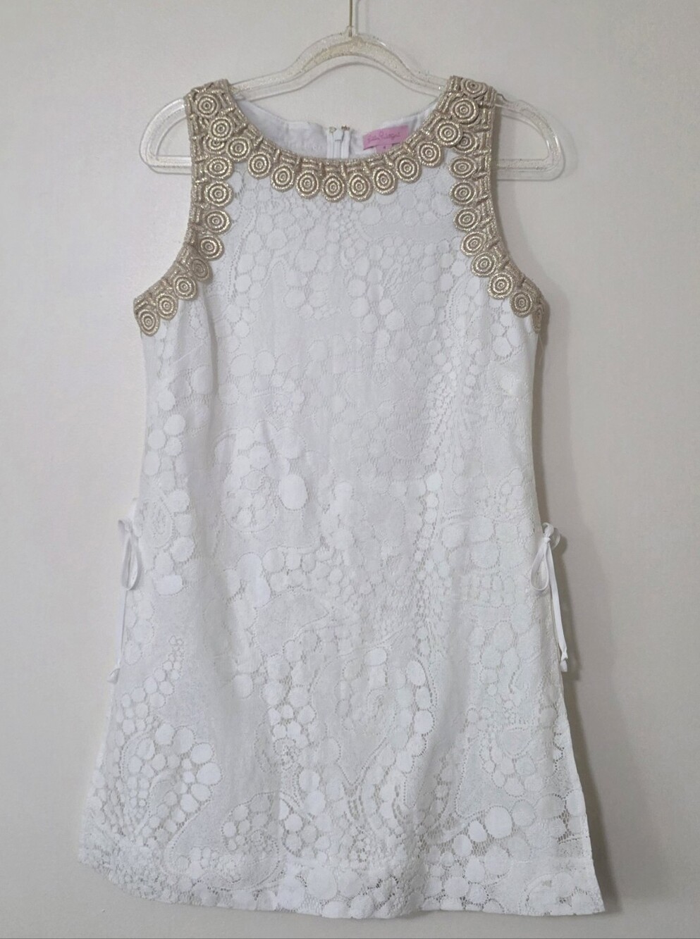 Lilly Pulitzer White Lace Romper Gold Trim Coastal Preppy Grecian Resortwear 4